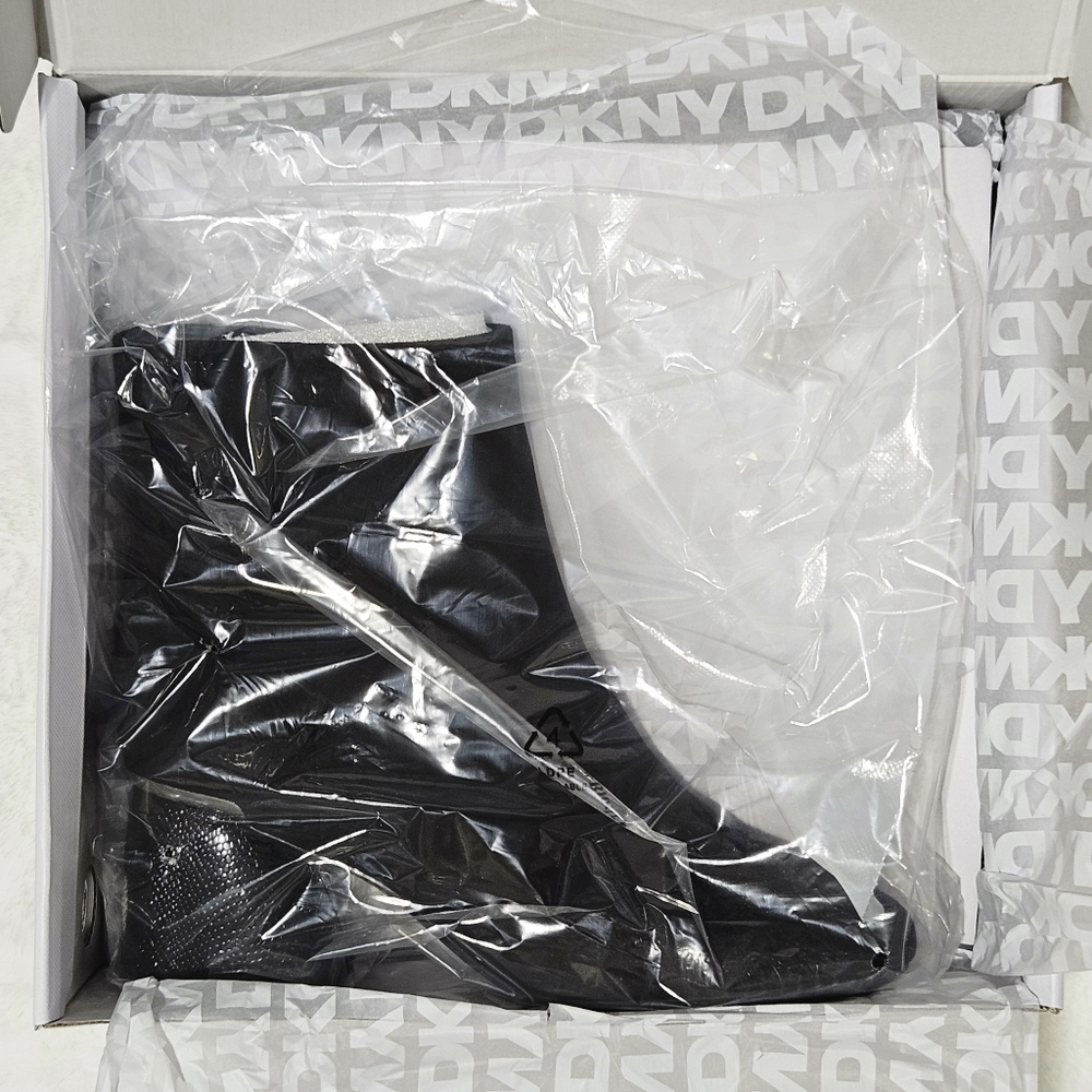 DKNY Ankle Boots Booties 9.5 Black Suede Silver Accent Caleena Heeled Boots NIB - Picture 4 of 6